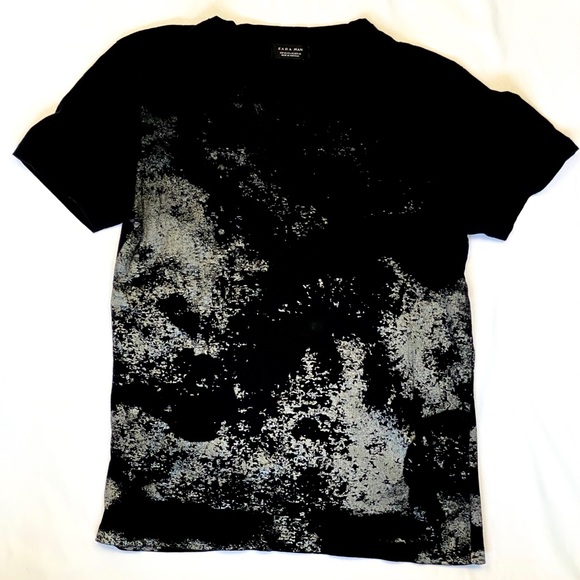 Zara Other - Silver Glitter Paint Splattered ZARA Tee
